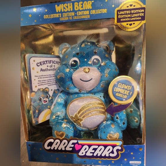Care Bears Other - Care Bears Blue Starry Plush with Glowing Belly ~Wish Bear